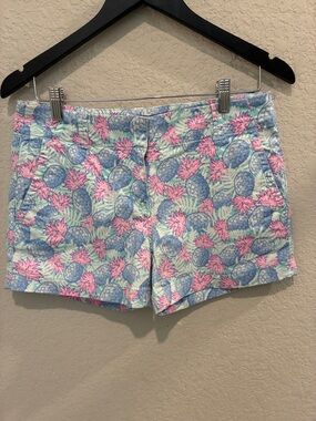 Vineyard Vines Pineapple Print Cotton Shorts - Pink & Light Blue